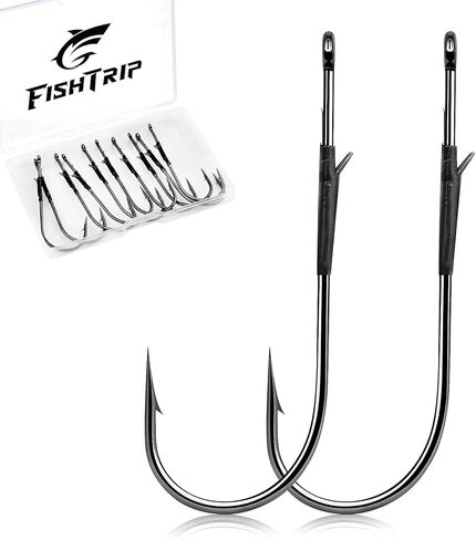 Baitholder Worm Hooks, 30 Pack 3X Long Shank Bait Holder Fish Hook Double Barbed for Bass FishingFreshwater Saltwater in Saudi Arabia