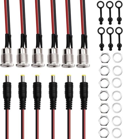 10 Pairs (Real 18AWG) 12V 5A DC Power Pigtail Barrel Plug Connector Cable,5.5mm x 2.1mm Male Female DC Pigtail Connectors Surveillance Camera Cables for CCTV Security Camera O-116 in Kuwait