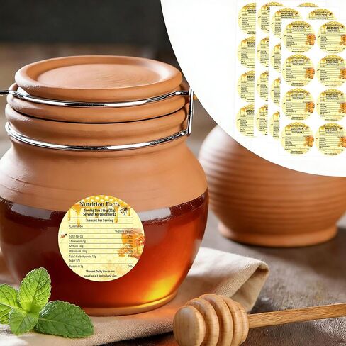 Oval Pure Natural Honey Swars and Bottles Labels Honey Bote Bottling Canning Labels Honey Farm Name Business Round Mason Jar Label لتربية النحل جرار 240 قطعة (عسل نقي) in Kuwait