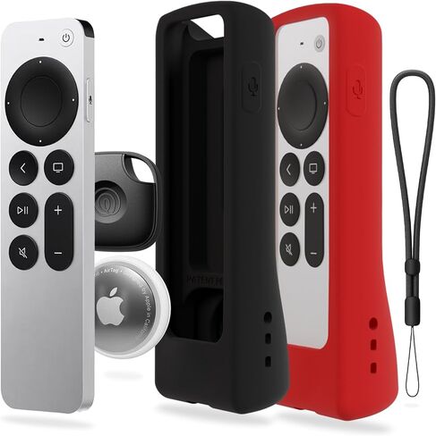 حافظة جهاز التحكم عن بعد لجهاز Apple TV GripStand™: تصميم واقف، قبضة معززة، حماية ضد الانزلاق والسقوط، متوافق مع AirTag، يناسب Siri Apple TV 4K/HD (الجيل الثاني والثالث) - Sky Glow من 73&Sunny. in Saudi Arabia