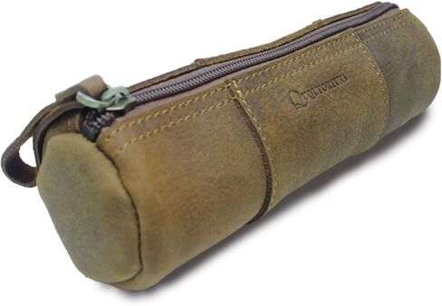 Leather Pencil Case - Full Grain Leather Zippered Pen Pouch, Handcrafted Stationery Organizer for Artists, Students & Office, Elegant Gift with Premium Pen Holder (Brown) in Saudi Arabia