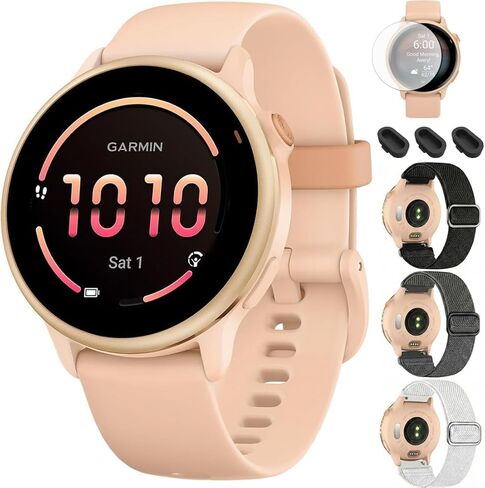 Garmin 010-02985-01 VIVOACTIVE 6 Health and Fitness GPS Smartwatch Bone with Silicone Band Bundle with Deco Essentials Exclusive 26Month CPS Enhanced Protection Pack in Saudi Arabia