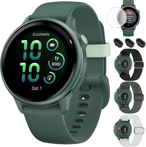 Garmin 010-02985-01 VIVOACTIVE 6 Health and Fitness GPS Smartwatch Bone with Silicone Band Bundle with Deco Essentials Exclusive 26Month CPS Enhanced Protection Pack in Saudi Arabia