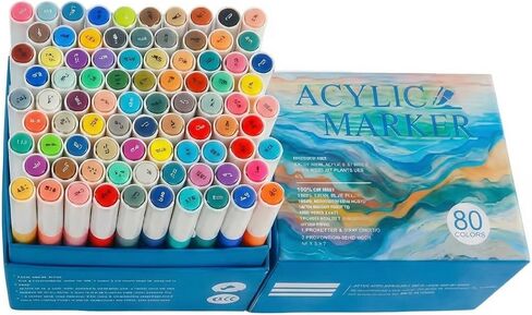 12 ألوان علامات الطلاء الاكريليك نصيحة فرشاة للسيراميك الصخور الخشبية ، أقلام فنون لعيد الميلاد عيد ميلاد حفلة داي الرسم علامات التلوين in Kuwait