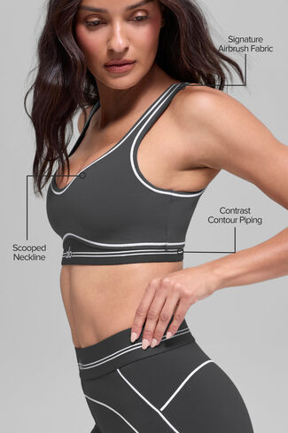 Alo Yoga Airbrush Heart Throb Bra - Anthracite/White in Saudi Arabia