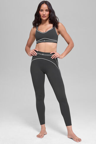 Alo Yoga Airbrush Heart Throb Bra - Anthracite/White in Saudi Arabia