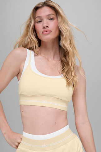 Alo Yoga Airbrush Better Together Bra - Candlelight Yellow/White in Saudi Arabia