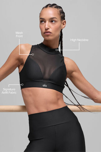 حمالة صدر Alo Yoga Airlift Mesh Infatuation - أسود in Kuwait