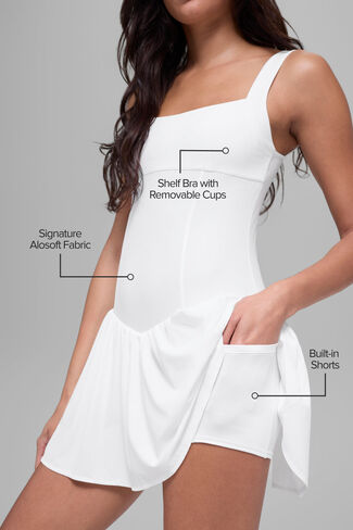 فستان التنس ألو سوفت بريك بوينت من ألو يوجا - أبيض in Kuwait