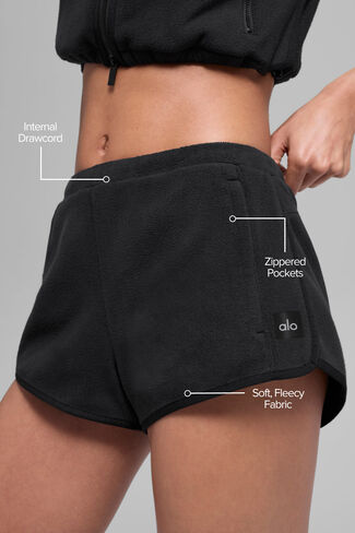 Alo Yoga Polar Fleece Retreat Short - Black in Saudi Arabia