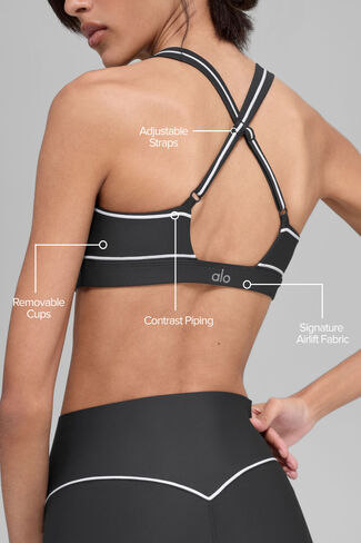حمالة صدر Alo Yoga Airlift Haven - أنثراسايت/أبيض in Kuwait