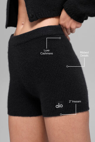 Alo Yoga Wool Cashmere Ribbed Noble Short - Black in Kuwait