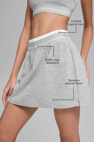 Alo Yoga Alosoft Better Together Tennis Skirt - Athletic Heather Grey/White in Saudi Arabia