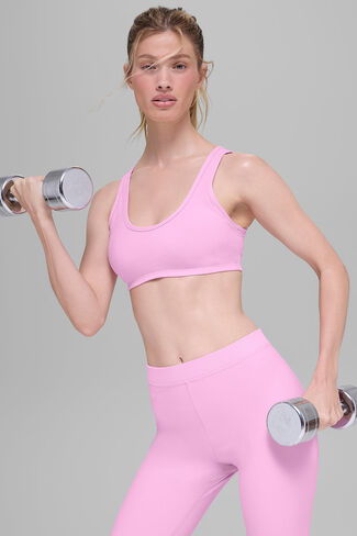 Alo Yoga Alosoft Center Stage Bra - Candy Heart Pink in Saudi Arabia