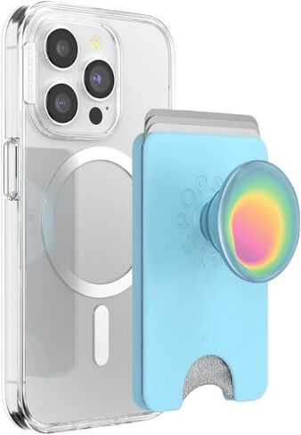 محفظة هاتف PopSockets مع قبضة ممتدة، حامل بطاقة الهاتف، متوافقة مع الشحن اللاسلكي، محفظة متوافقة مع MagSafe - Butterfly Pea Blue Boca Aura in Kuwait