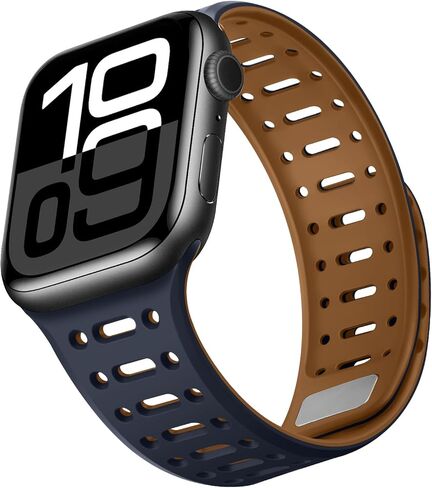 Sport Bands Compatible with Apple Watch Band 49mm 46mm 45mm 44mm 42mm Men Women, Magnetic Soft Silicone Breathable Replacement Strap for iWatch Ultra 2 SE Series 10 9 8 7 6 5 4 (Black/Gray) in Kuwait