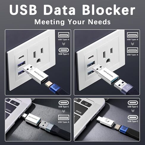 Duttek USB Data Blocker & USB C Data Blocker (4-Style), Type A & Type C Data Blocker Only for Charge, Protect Against Juice Jacking, Refuse Hacking Provide Safe Charging Blue in Saudi Arabia
