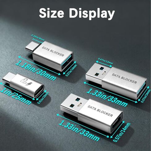 Duttek USB Data Blocker & USB C Data Blocker (4-Style), Type A & Type C Data Blocker Only for Charge, Protect Against Juice Jacking, Refuse Hacking Provide Safe Charging Blue in Saudi Arabia