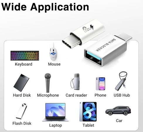 Duttek USB Data Blocker & USB C Data Blocker (4-Style), Type A & Type C Data Blocker Only for Charge, Protect Against Juice Jacking, Refuse Hacking Provide Safe Charging Blue in Saudi Arabia