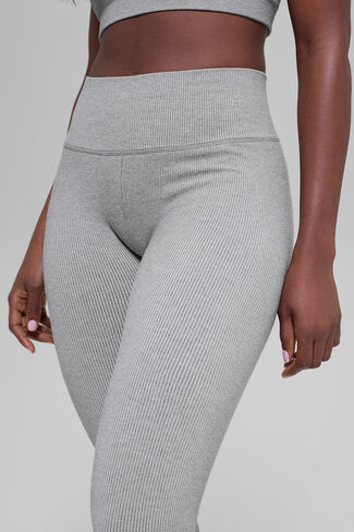 Alo Yoga Seamless High-Waist Two Tone Rib Legging - Light Misty Grey Heather in Saudi Arabia