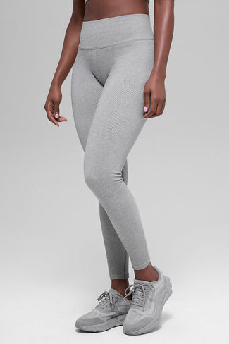 Alo Yoga Seamless High-Waist Two Tone Rib Legging - Light Misty Grey Heather in Saudi Arabia
