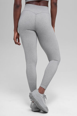 Alo Yoga Seamless High-Waist Two Tone Rib Legging - Light Misty Grey Heather in Saudi Arabia