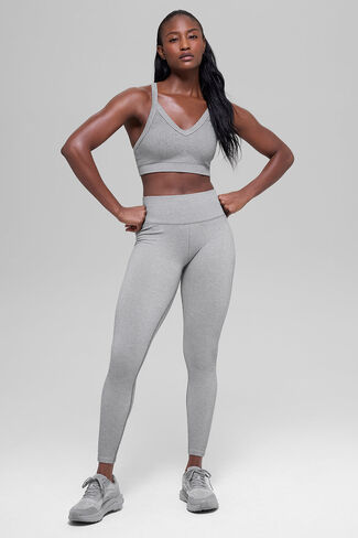 Alo Yoga Seamless High-Waist Two Tone Rib Legging - Light Misty Grey Heather in Saudi Arabia