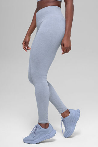 Alo Yoga Seamless High-Waist Two Tone Rib Legging - Winter Frost Heather in Kuwait