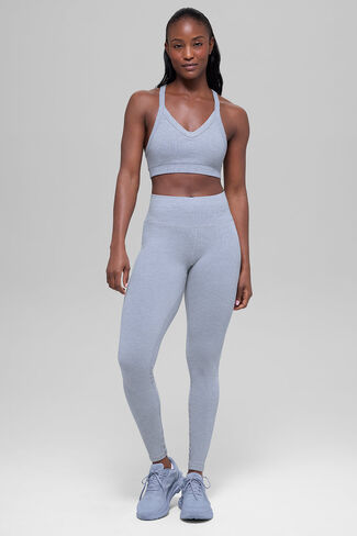 Alo Yoga Seamless High-Waist Two Tone Rib Legging - Winter Frost Heather in Kuwait