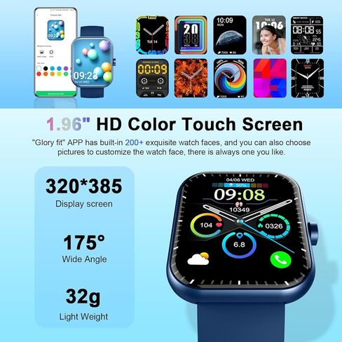 ساعة ذكية (الرد/إجراء مكالمة)، ساعة ذكية مقاس 1.96 بوصة للرجال والنساء، ساعة لياقة بدنية جديدة لعام 2025 مع أكثر من 110 أوضاع رياضية، عداد الخطى، مراقب معدل ضربات القلب/النوم، جهاز تعقب النشاط المقاوم للماء IP68 لنظام Android iOS in Kuwait