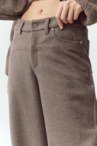 Alo Yoga Wool Blend Nightcap Wide Leg Pant - Alpine Cocoa Heather in Saudi Arabia