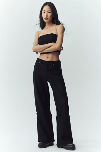Alo Yoga Wool Blend Nightcap Wide Leg Pant - Black in Kuwait