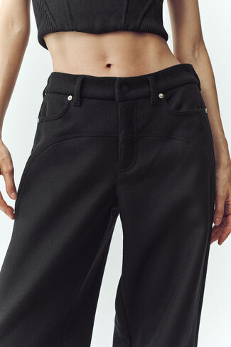 Alo Yoga Wool Blend Nightcap Wide Leg Pant - Black in Kuwait
