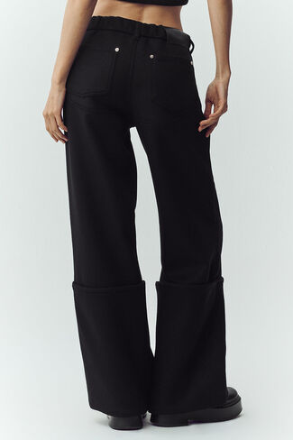 Alo Yoga Wool Blend Nightcap Wide Leg Pant - Black in Kuwait