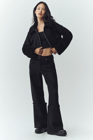 Alo Yoga Wool Blend Nightcap Wide Leg Pant - Black in Kuwait