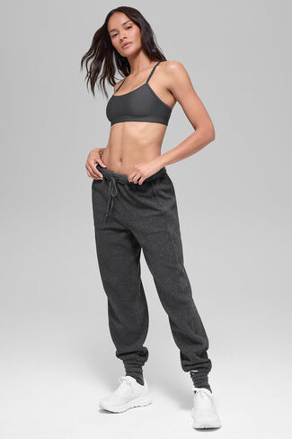 Alo Yoga Polar Fleece High-Waist Retreat Jogger - Dark Heather Grey in Saudi Arabia