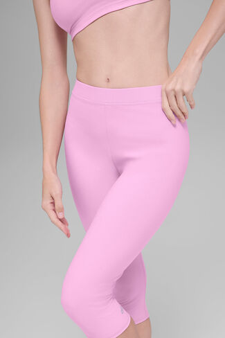 Alo Yoga Alosoft High-Waist Iconic 90's Capri - Candy Heart Pink in Saudi Arabia