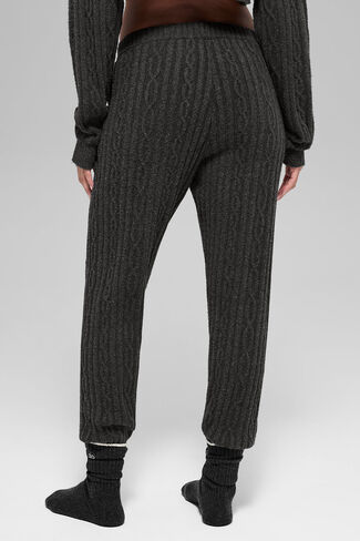 بنطال Alo Yoga Cable Knit Winter Bliss - رمادي داكن منقط in Saudi Arabia