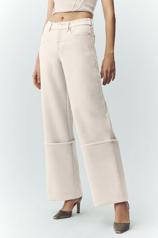 بنطال Alo Yoga Wool Blend Nightcap بأرجل واسعة - Cafe Au Lait in Kuwait