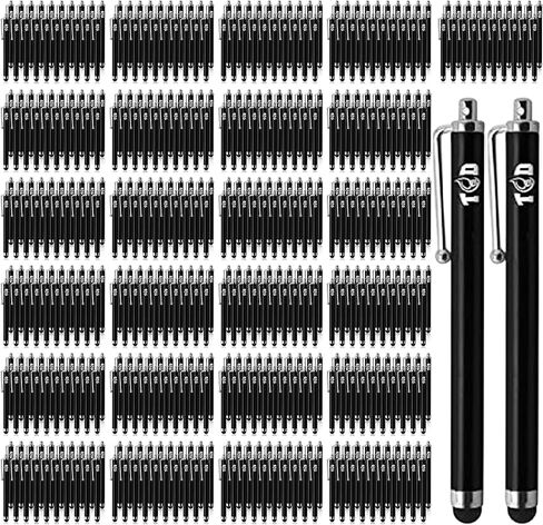 قلم TCD 300 Pack Stylus Pen لأجهزة iPad، قلم رقمي عالي الدقة ذو سعة عالمية كبيرة - متوافق مع iPhone، والكمبيوتر اللوحي، والكمبيوتر المحمول الذي يعمل باللمس - أقلام سوداء ذات طرف مطاطي لجميع أجهزة شاشة اللمس in Kuwait
