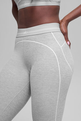 Alo Yoga 7/8 High-Waist Alosoft Heart Throb Legging - Athletic Heather Grey/White in Kuwait