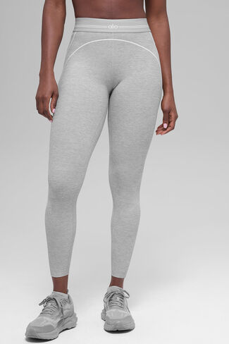 Alo Yoga 7/8 High-Waist Alosoft Heart Throb Legging - Athletic Heather Grey/White in Kuwait