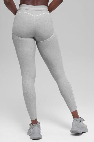 Alo Yoga 7/8 High-Waist Alosoft Heart Throb Legging - Athletic Heather Grey/White in Kuwait