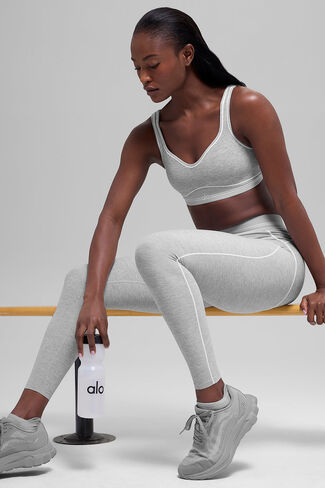 Alo Yoga 7/8 High-Waist Alosoft Heart Throb Legging - Athletic Heather Grey/White in Kuwait