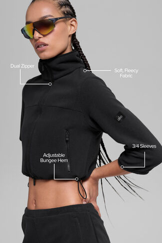 Alo Yoga Polar Fleece Retreat Cropped Jacket - Black in Saudi Arabia