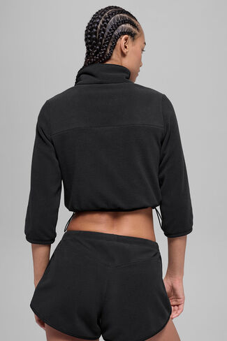 Alo Yoga Polar Fleece Retreat Cropped Jacket - Black in Saudi Arabia