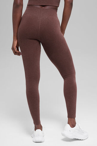 Alo Yoga Seamless High-Waist Two Tone Rib Legging - Brownstone Heather in Saudi Arabia