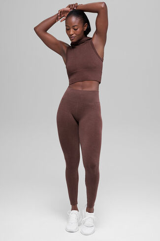 Alo Yoga Seamless High-Waist Two Tone Rib Legging - Brownstone Heather in Saudi Arabia