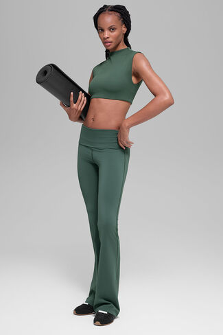 Alo Yoga ALO Softsculpt Foldover Flare Legging - Clover Green in Saudi Arabia