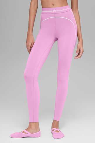 Alo Yoga Airbrush عالي الخصر 7/8 Heart Throb Leggings - كاندي هارت وردي/أبيض in Kuwait